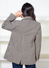 Theron Houndstooth Check Coat-Hand In Pocket