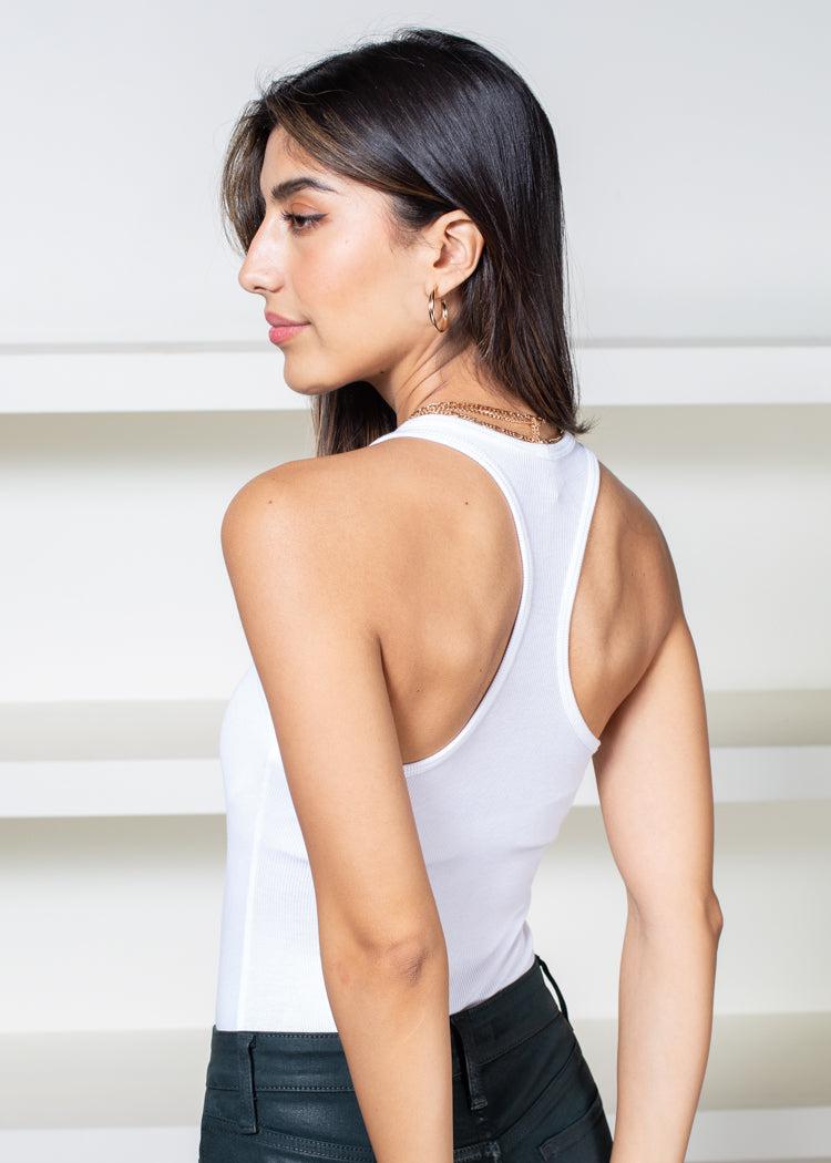 Commando Luxury Racer Back Bodysuit - White-Hand In Pocket