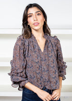 Robie Ruffled Blouse in Plum-Hand In Pocket