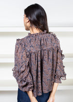 Robie Ruffled Blouse in Plum-Hand In Pocket