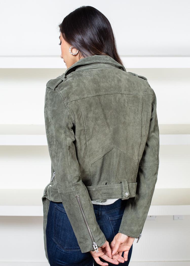 Blank NYC Faux Suede Moto Jacket - Herb-***FINAL SALE***-Hand In Pocket