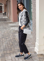Nico Vegan Leather Stripe Sleeve Dickie Blazer-***FINAL SALE***-Hand In Pocket