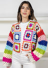 Colette Rainbow Multi Crochet Cardigan-Hand In Pocket