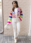 Colette Rainbow Multi Crochet Cardigan-Hand In Pocket