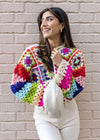 Colette Rainbow Multi Crochet Cardigan-Hand In Pocket