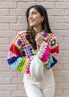 Colette Rainbow Multi Crochet Cardigan-Hand In Pocket