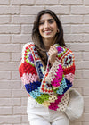 Colette Rainbow Multi Crochet Cardigan-Hand In Pocket