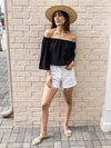 Michael Stars Isabel Gauze Convertible Top-Black ***FINAL SALE***-Hand In Pocket