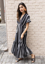 Elan Faith Caftan V Neck Midi Dress-Hand In Pocket