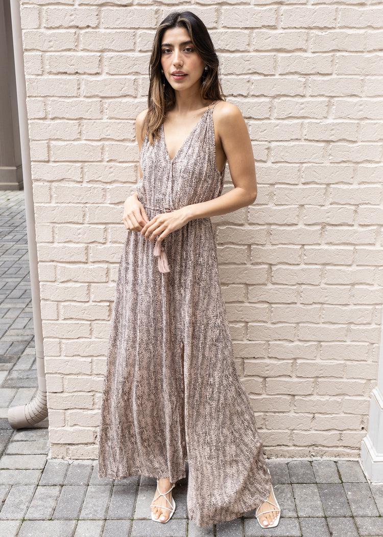 Elan Peta Double V Neck Tie Back Beach Dress -***FINAL SALE***-Hand In Pocket