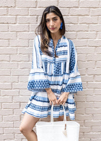 Elan Billie Mini Dress - White/Royal-Hand In Pocket