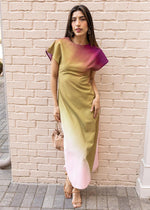 Isla Short Sleeve Ombre Dress-Multi-Hand In Pocket