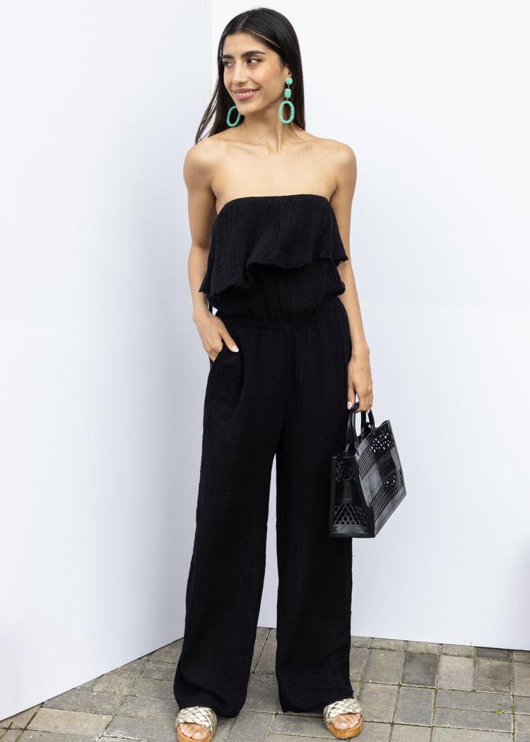 Michael Stars Riya Jumpsuit - Black-***FINAL SALE**-Hand In Pocket