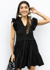Elan Breezy in Black Dress-Hand In Pocket