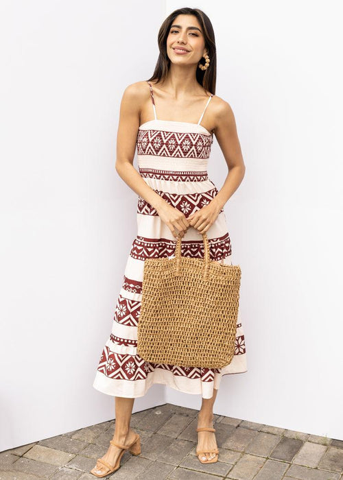 Willow Tribal Print Smocked Midi Dress ***FINAL SALE***-Hand In Pocket