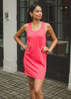 Bobi Scoop Neck Slub Cotton Tank Dress - Raspberry***FINAL SALE***-Hand In Pocket