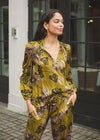 Karlie Solina Floral V Neck Long Sleeve Top-Hand In Pocket