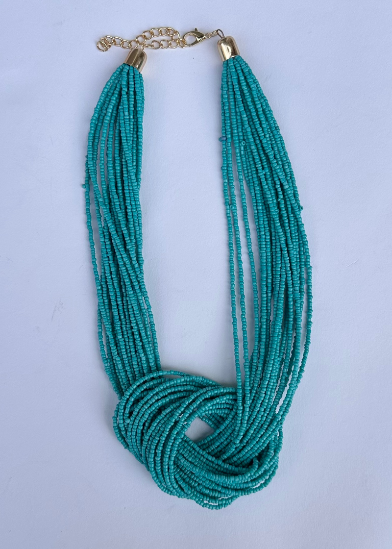 Coco Cay Beaded Necklace - Turquoise-Hand In Pocket