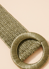 Wide Circle Buckle Straw Belt - Olive-Hand In Pocket
