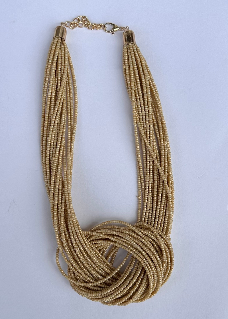 Coco Cay Beaded Necklace - Tan-Hand In Pocket