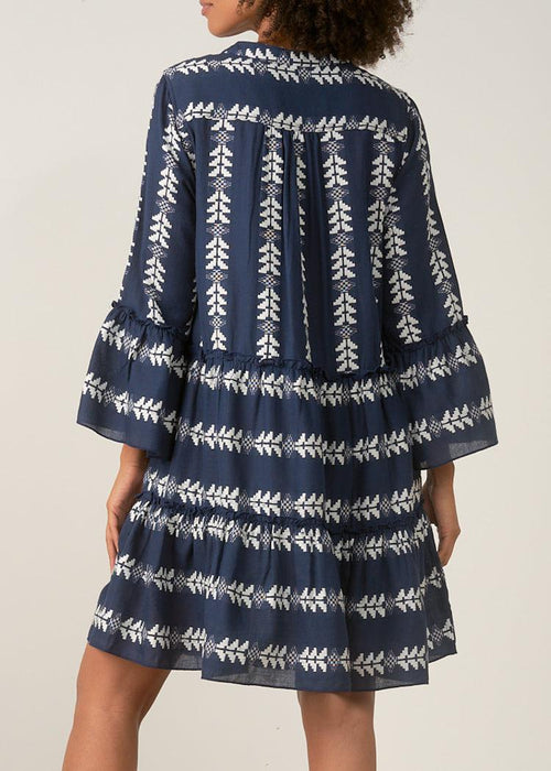 Elan Acklins Embroidered Dress - Navy-Hand In Pocket