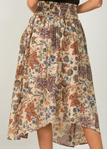 Elan Cluffs Floral Print Midi Skirt-Hand In Pocket