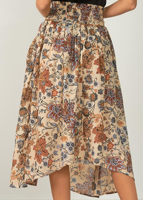 Elan Cluffs Floral Print Midi Skirt-Hand In Pocket