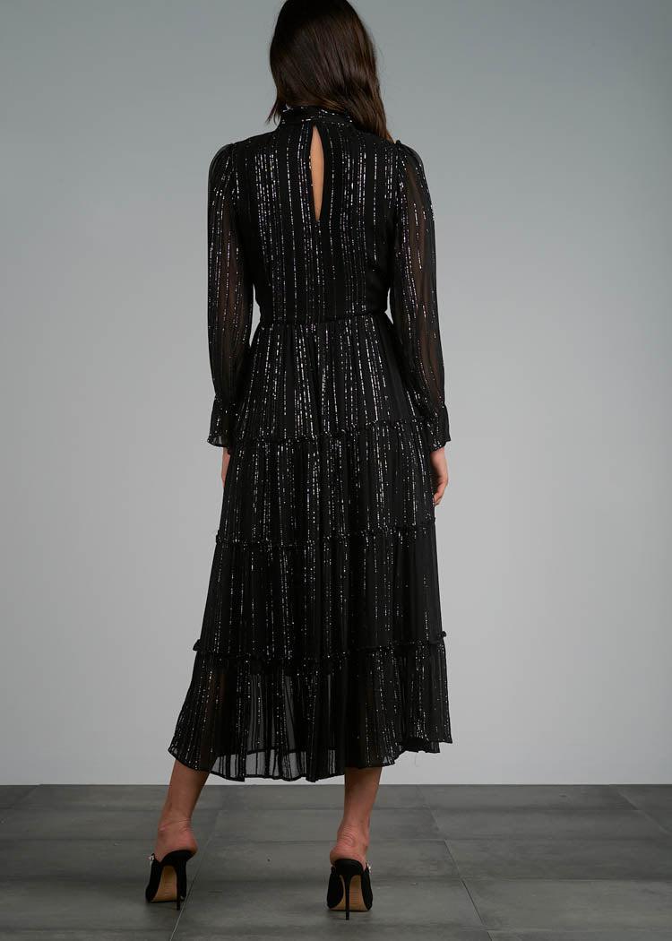 Milan Long Sleeve Midi Dress-Black Stripe-***FINAL SALE***-Hand In Pocket