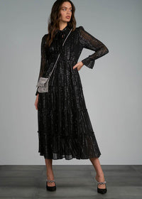 Milan Long Sleeve Midi Dress-Black Stripe-***FINAL SALE***-Hand In Pocket
