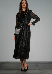 Milan Long Sleeve Midi Dress-Black Stripe-***FINAL SALE***-Hand In Pocket