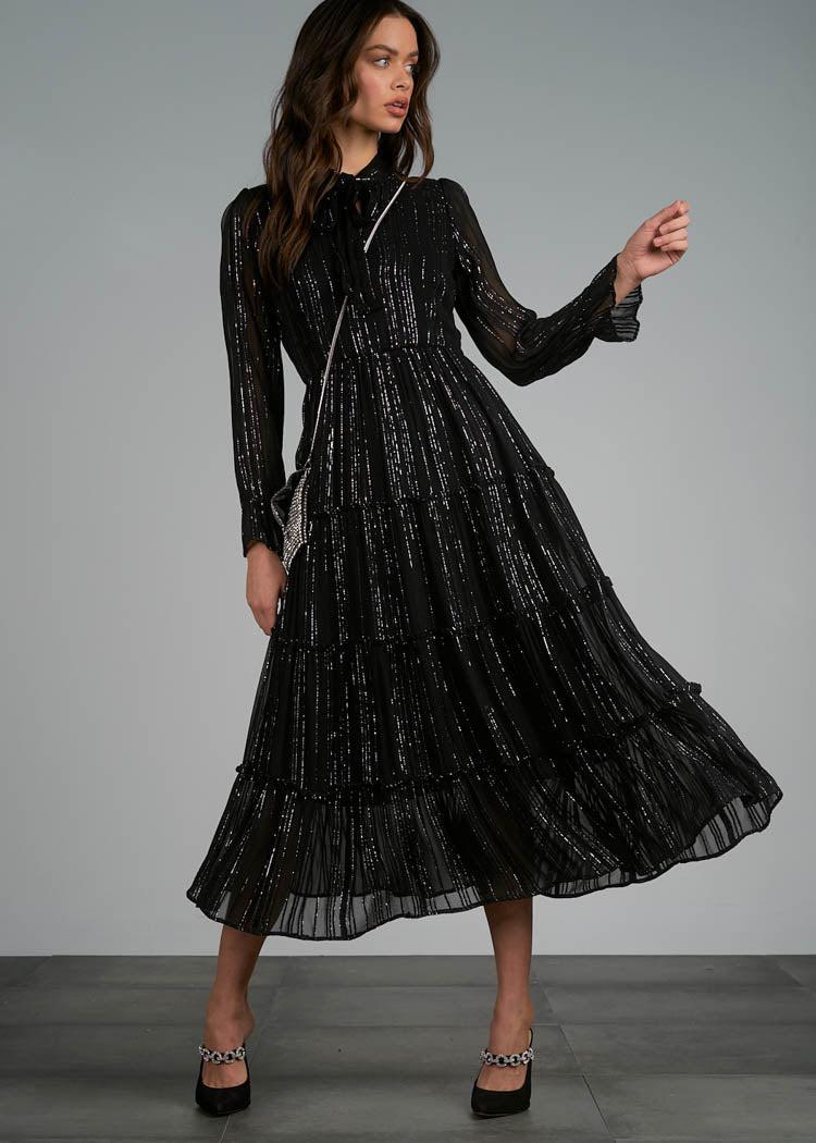 Milan Long Sleeve Midi Dress-Black Stripe-***FINAL SALE***-Hand In Pocket