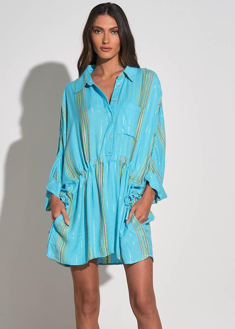Elan Steph Side Tie Tunic/Mini Dress-Hand In Pocket