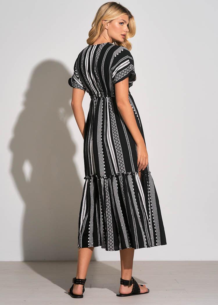Elan Faith Caftan V Neck Midi Dress-Hand In Pocket