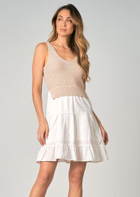 Elan Combo Mini Dress - White Natural-Hand In Pocket