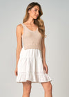 Elan Combo Mini Dress - White Natural-Hand In Pocket