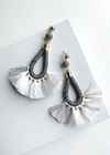 Zahara Black and White Striped Fringe Drop Earrings-Hand In Pocket