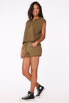 Bobi Sleeveless Hoodie Tee - Grenade-Hand In Pocket