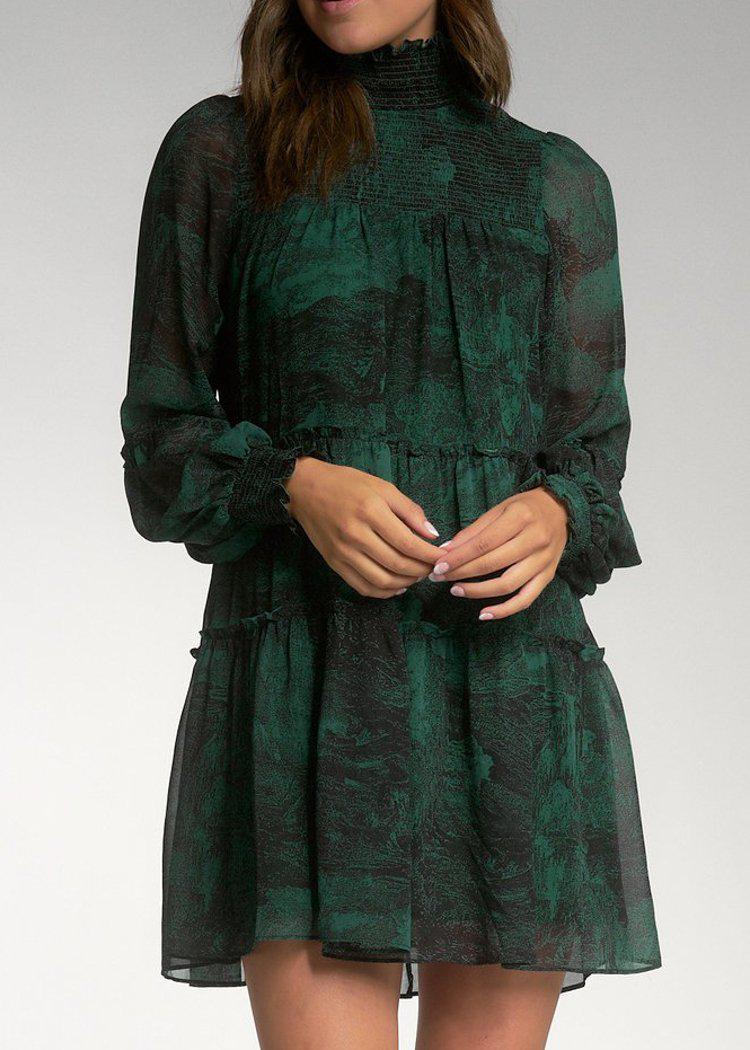 Elan Celia Tiered Dress - Green-Hand In Pocket