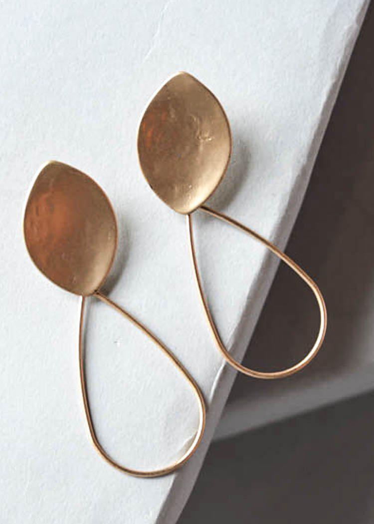 Olive Gold Teardrop Earrings-Hand In Pocket