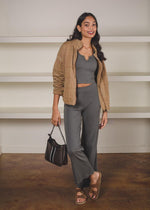 Bobi Ribbed Flare Leg Pant - Dark Sage-***FINAL SALE***-Hand In Pocket