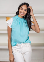 THML Turks Ombre Flutter Sleeve Top-Hand In Pocket