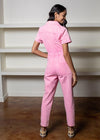 Conch Acid Washed Utility Jumpsuit-Pink-Hand In Pocket