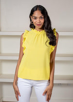 THML Martinique Ruffle Sleeve Blouse-Hand In Pocket
