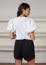 THML Trobriand Puff Sleeve Blouse-Hand In Pocket