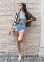 Agolde Parker Distressed Denim Shorts-Swapmeet-Hand In Pocket