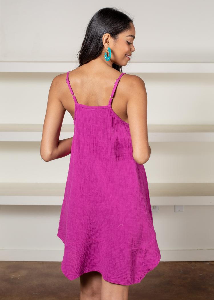 Bobi Spaghetti Strap Handkerchief Cami Dress - Petunia***FINAL SALE***-Hand In Pocket