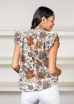 Elan Cluffs Floral Print Top-Hand In Pocket