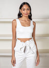 Commando Faux Leather Crop Top - White-Hand In Pocket