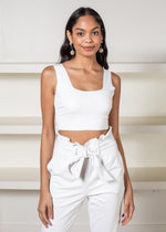Commando Faux Leather Crop Top - White-Hand In Pocket