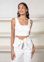 Commando Faux Leather Crop Top - White-Hand In Pocket